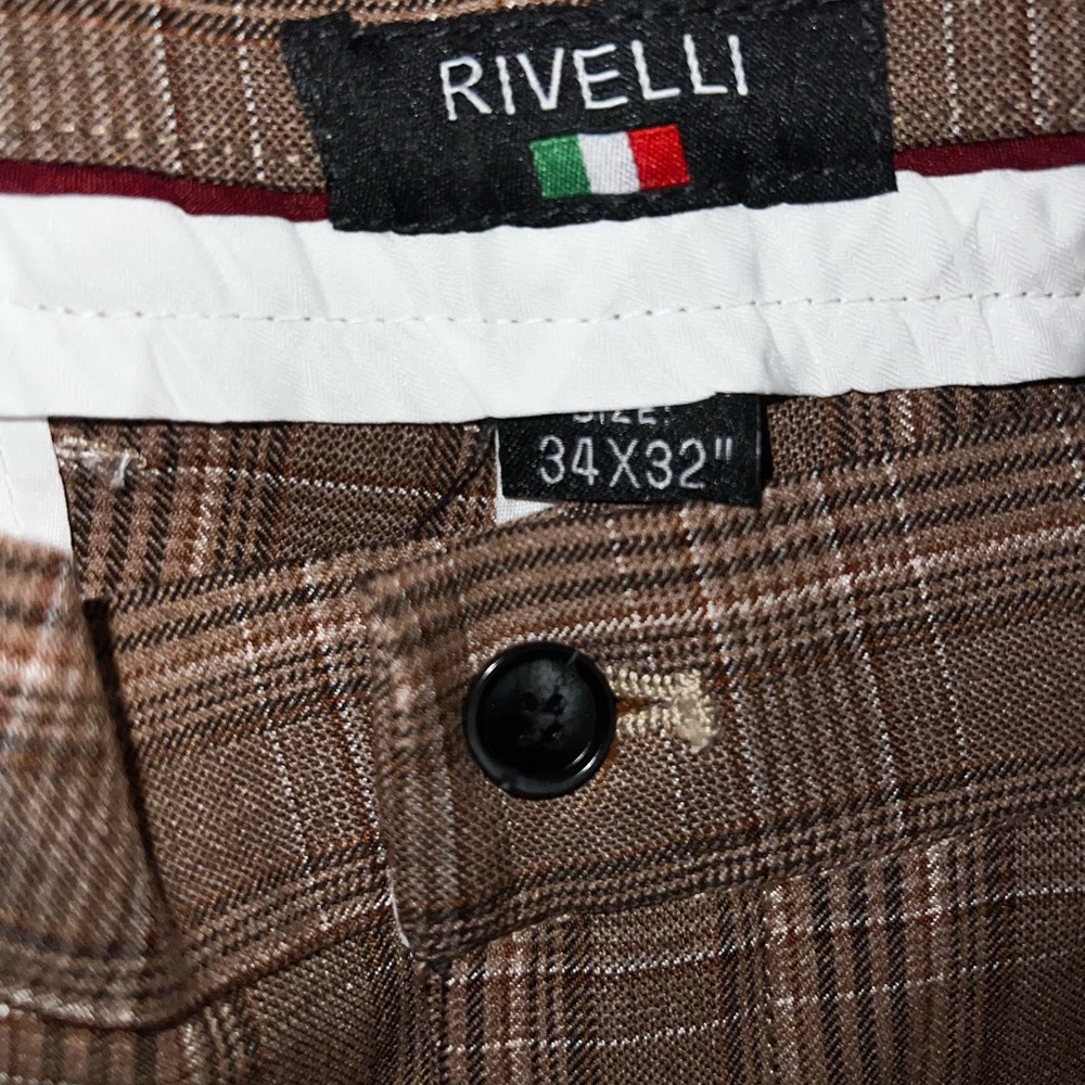Rivelli Men's Tan Plaid Dress Pants - Picture 6 of 7